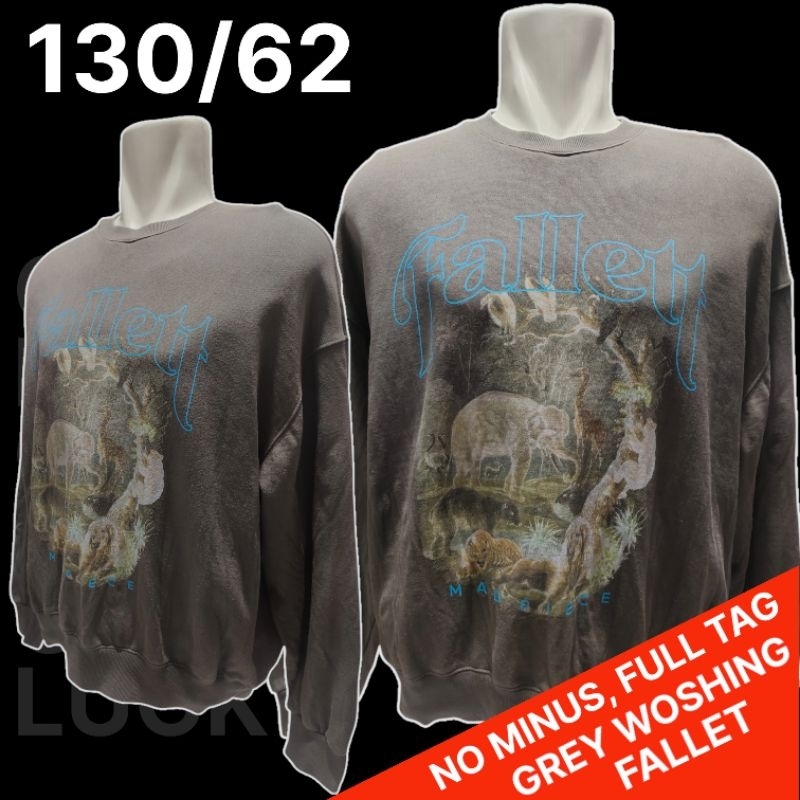 Crewneck Abu Wosh FALLET Ori/CN Grey Wosh Fallet Ori/Sweater Grey Wosh Fallet Ori, Thrift/Bekas/Prel