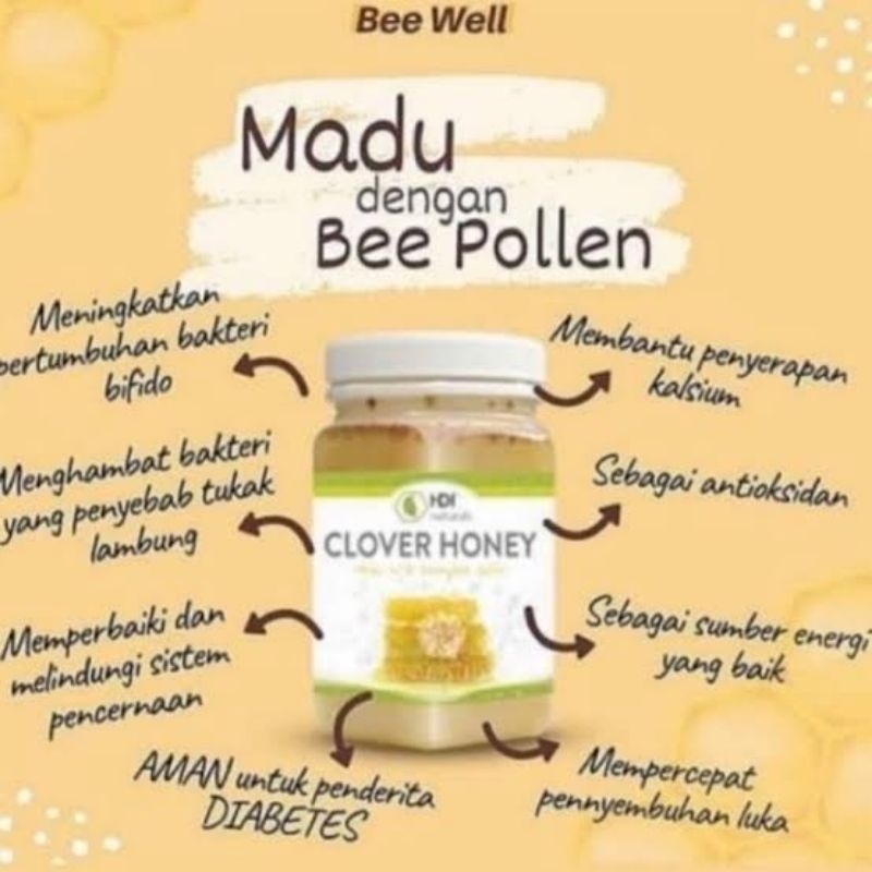 

Clover Honey Madu Bee pollens 250 gr / 500 gram / 1 kg 1000gr SEGEL EXP 2026