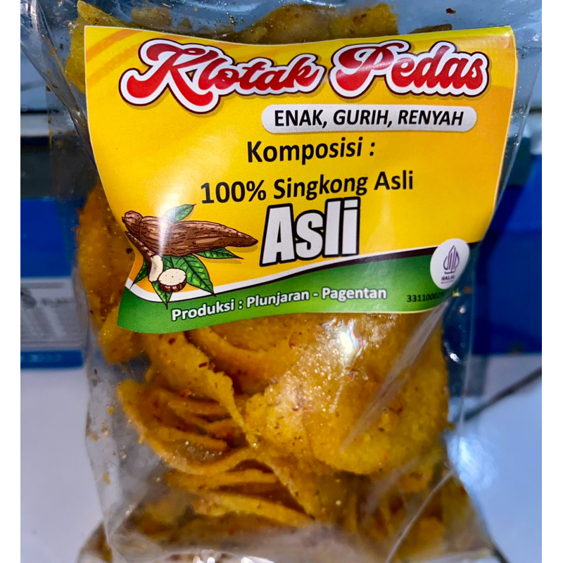 

kripik klatak khas dieng kemasan ekonomis rasa asin gurih pedas