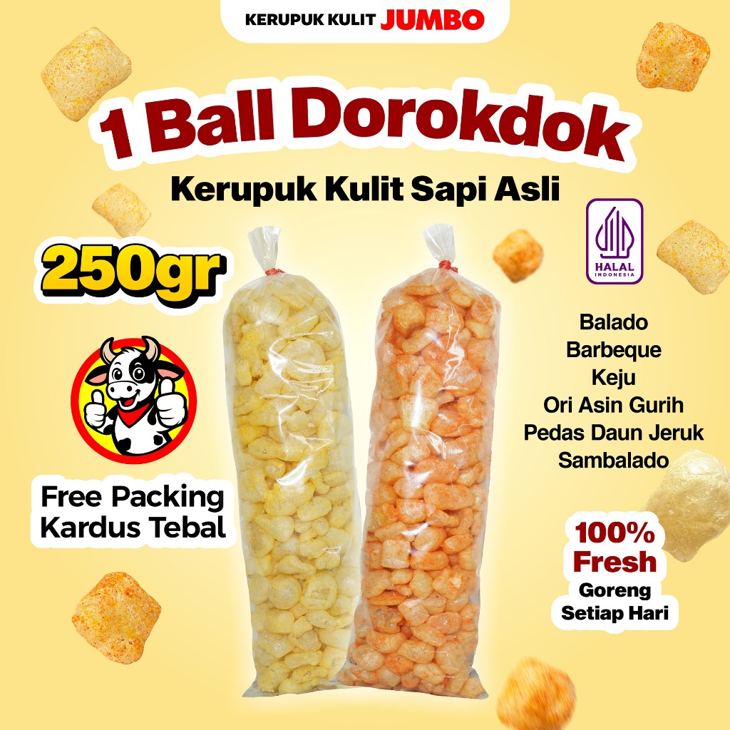 

1 BALL KERUPUK KULIT SAPI ASLI 250GR DOROKDOK VIRAL ENAK MURAH GURIH HALAL RENYAH