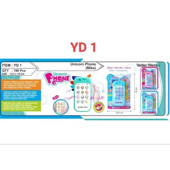 MAINAN ANAK HP UNICORN YD1 PHONE EDUKASI