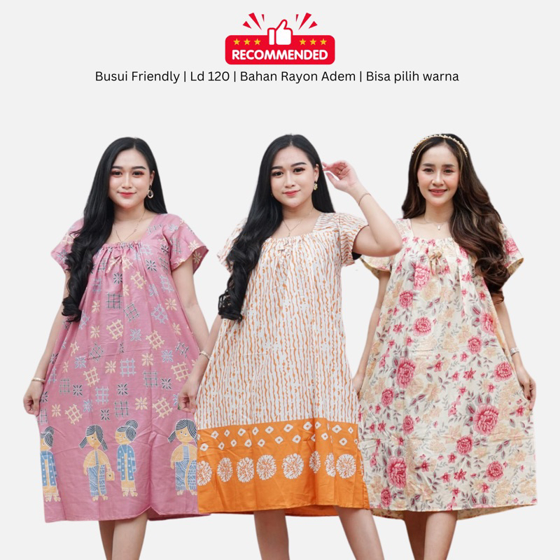 Daster Yukensi Jumbo Kerut Dada Kekinian LD 120 Bisa Pilih Warna - Dress Bali Daster Tanpa Lengan un