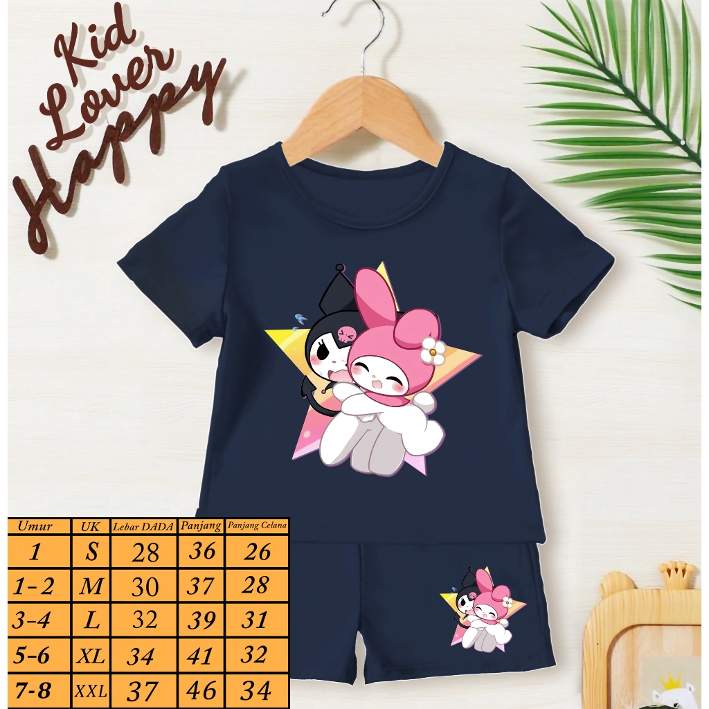 Baju setelan anak anak Kuromi n Melody / baju setelan KUROMI DAN MELODY