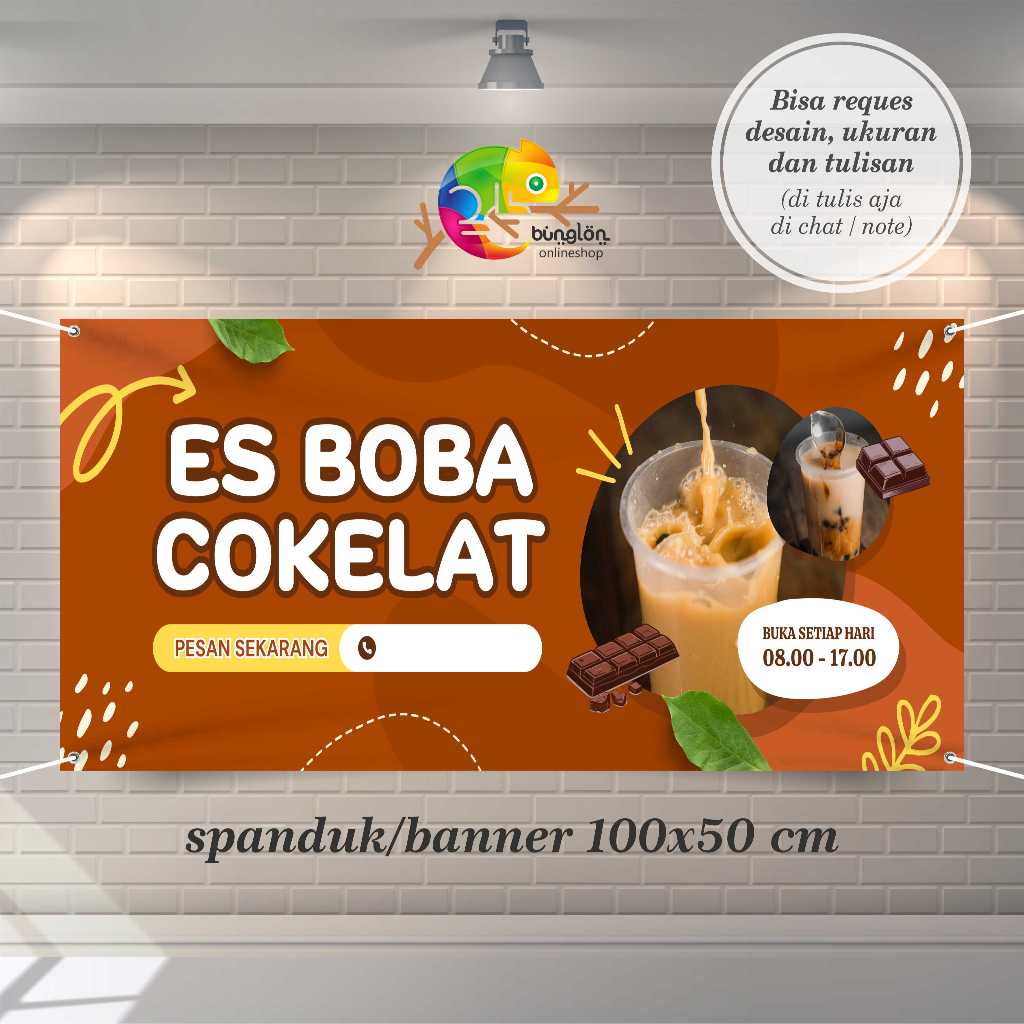 Cetak Spanduk Banner es boba cokelat