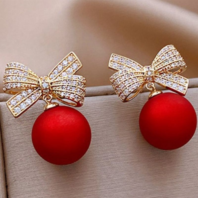 Anting Merah Wanita /Anting wanita korea style premium/Anting Pesta Wanita kekinian