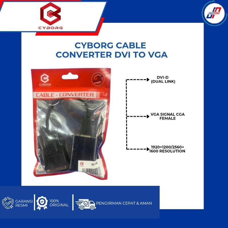 CYBORG CABLE CONVERTER DVI TO VGA