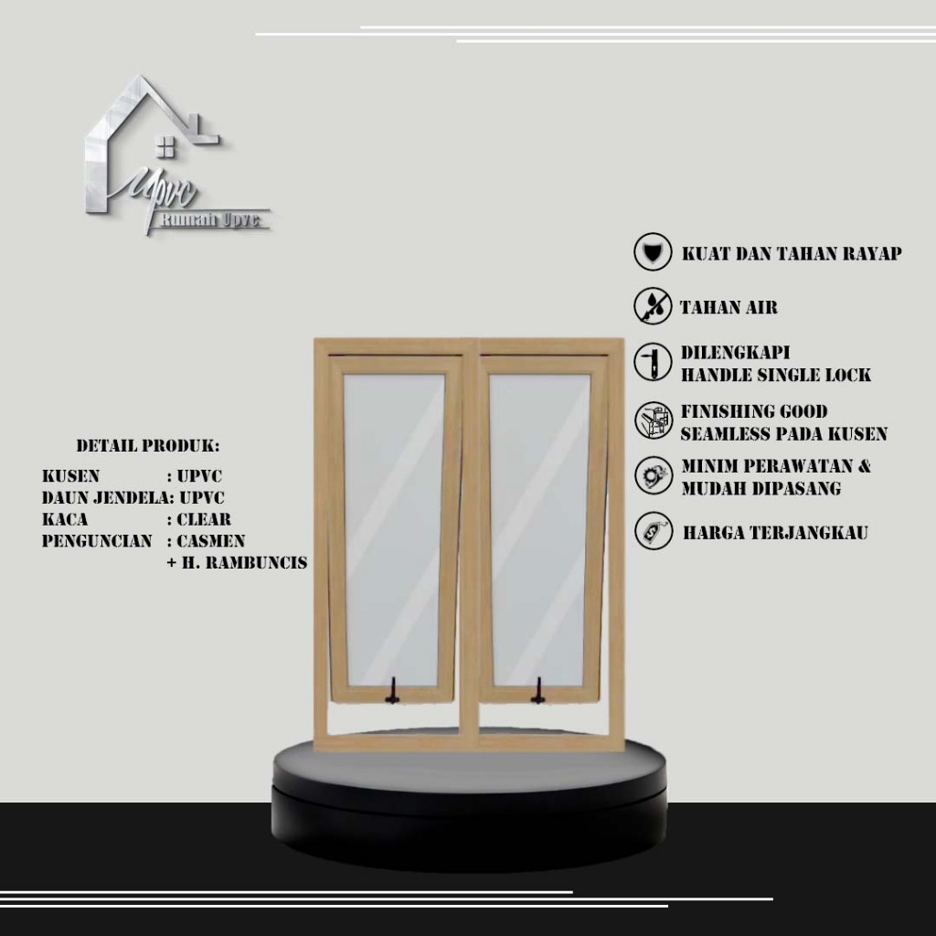 JENDELA UPVC JUNGKIT 2D.JENDELA EROPA (JAPANESE OAK)