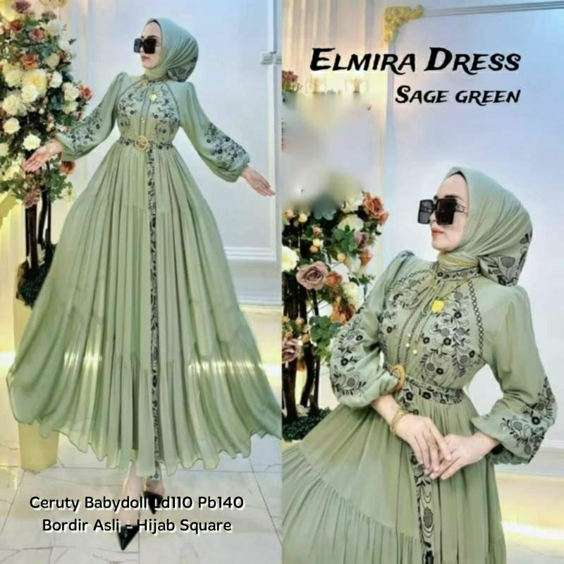 GAMIS PESTA MEWAH ELMIRA DRESS  / GROSIR BUSANA SURABAYA /ANGELO SET / MODEL SPASSY / GAMIS TERMURAH