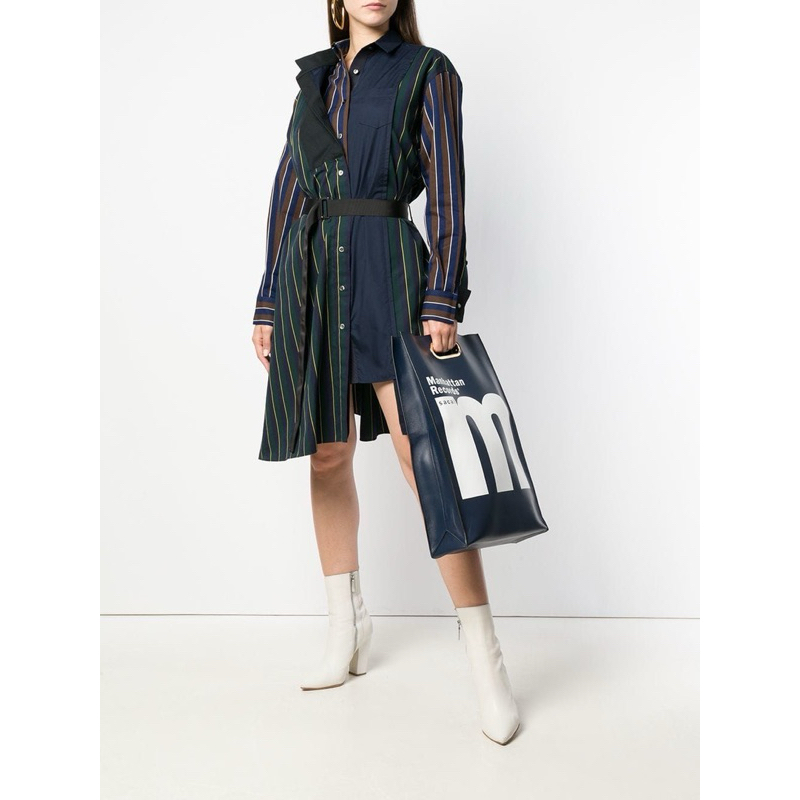 SACAI - Asymmetric Stripe Patchwork Shirt Dress - Size 3