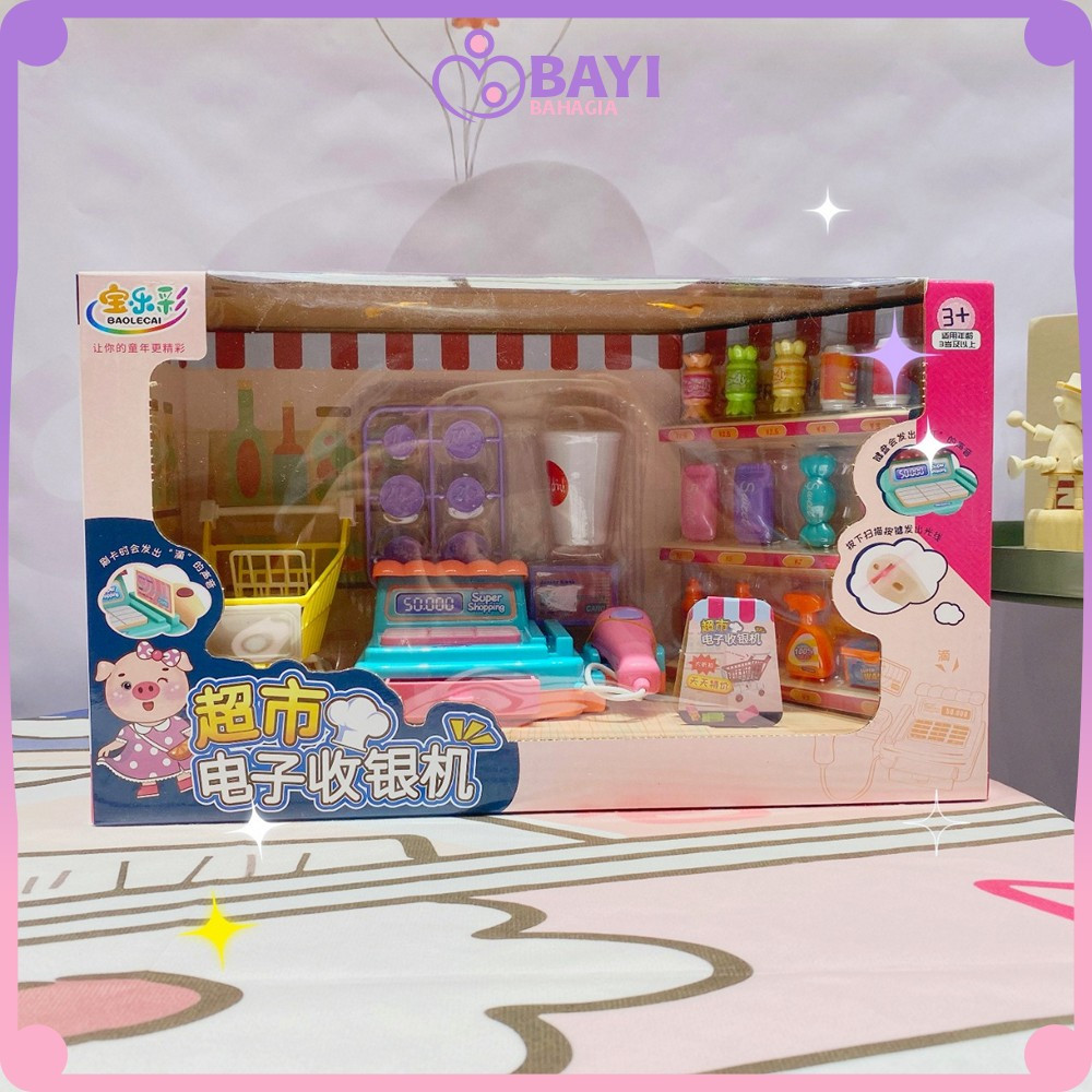Mainan Mesin Kasir + Mainan Troli Belanja Anak / Cash Register Import / Mainan Kasir Kasiran Anak Pr