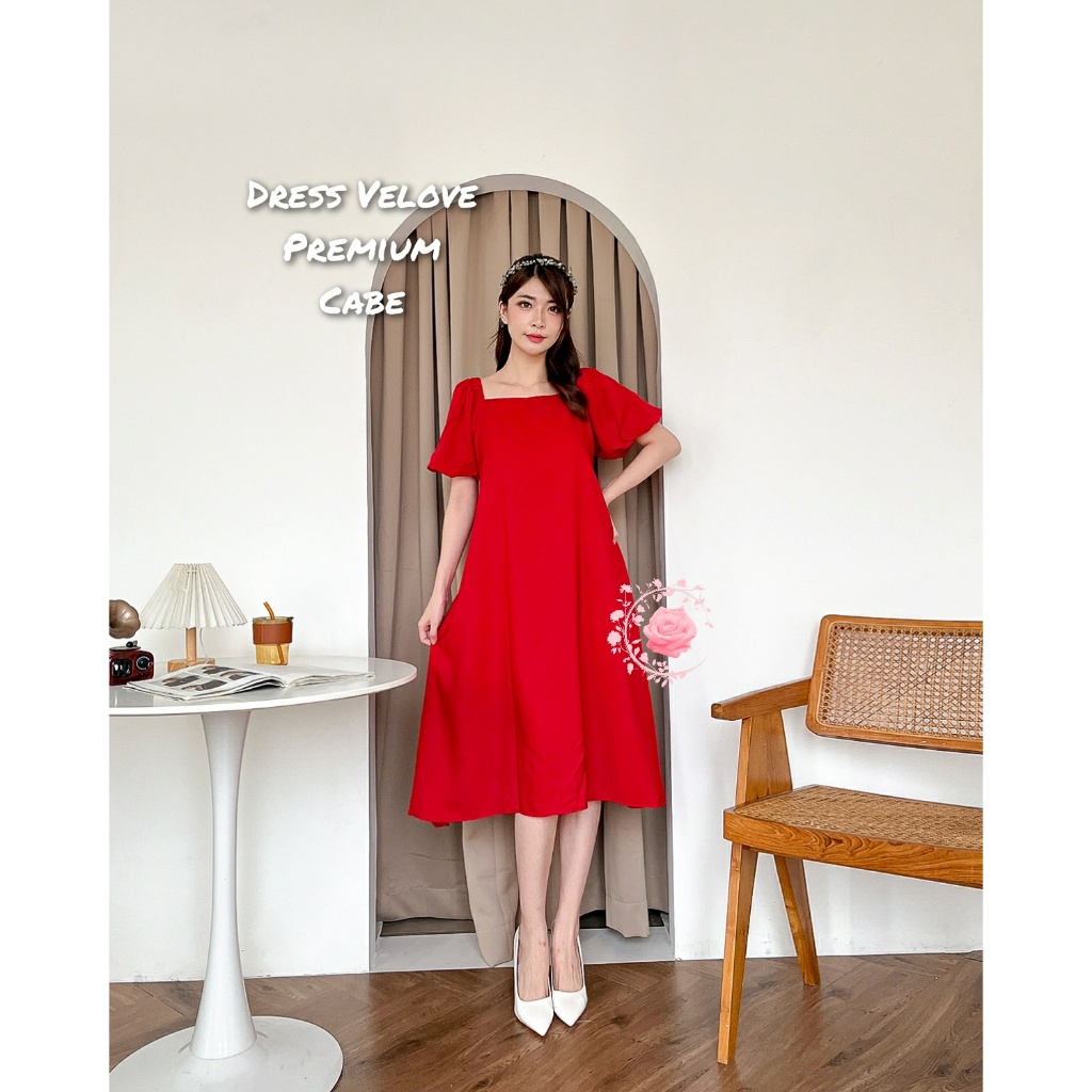 Dress wanita Premium model gaun polos terbaru natal gereja Velove