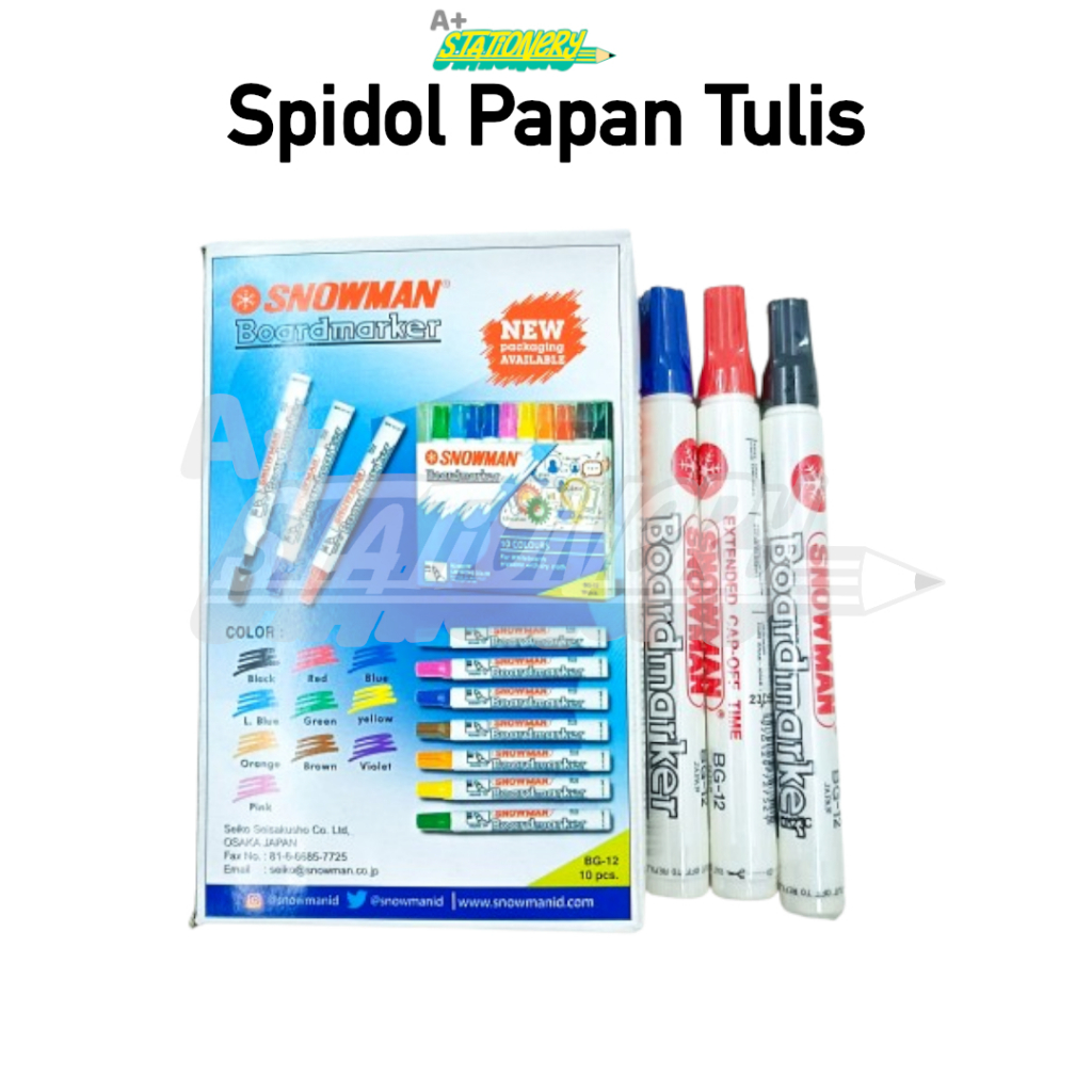 

[A+] Spidol Snowman Whiteboard Marker | Spidol Papan Tulis ORI BG-12 BISA HAPUS
