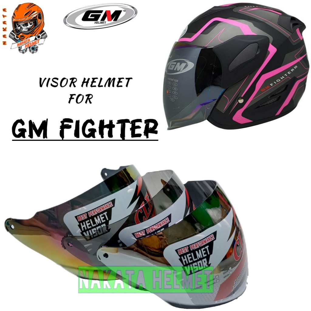 Kaca helm GM FIGHTER visor helmet gm new fighter silver pelangi