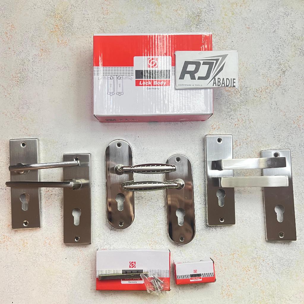 Handle Gagang Kunci Pintu Kecil Aluminium Set Soligen SLG Putih/Kuning