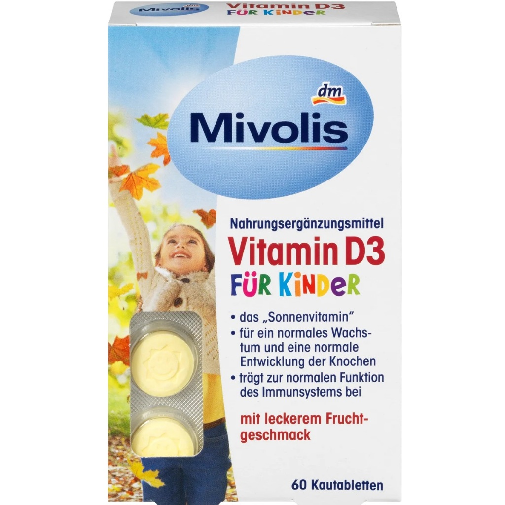 Mivolis Vitamin D3 für Kinder, Kautabletten 60 tabs | Vitamin D3 untuk anak