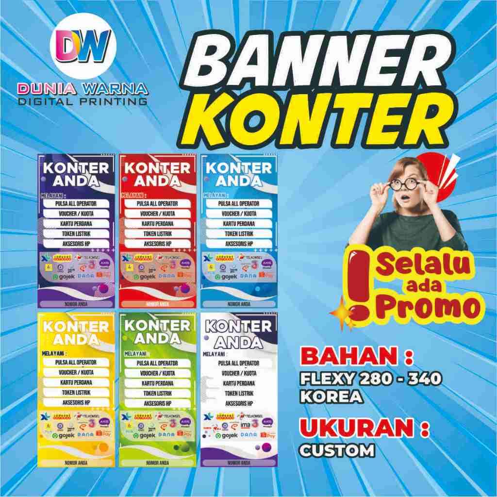 Spanduk Banner Konter / Banner Konter / Aksesoris Konter / Banner Murah / Banner Ukuran 50 x 100