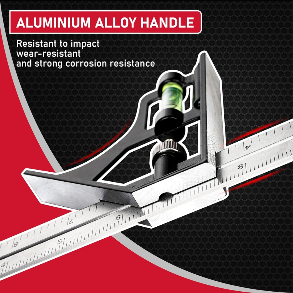 

JLD Penggaris Mistar Siku Stainless Steel 30cm + Waterpass Meter Tukang SF6