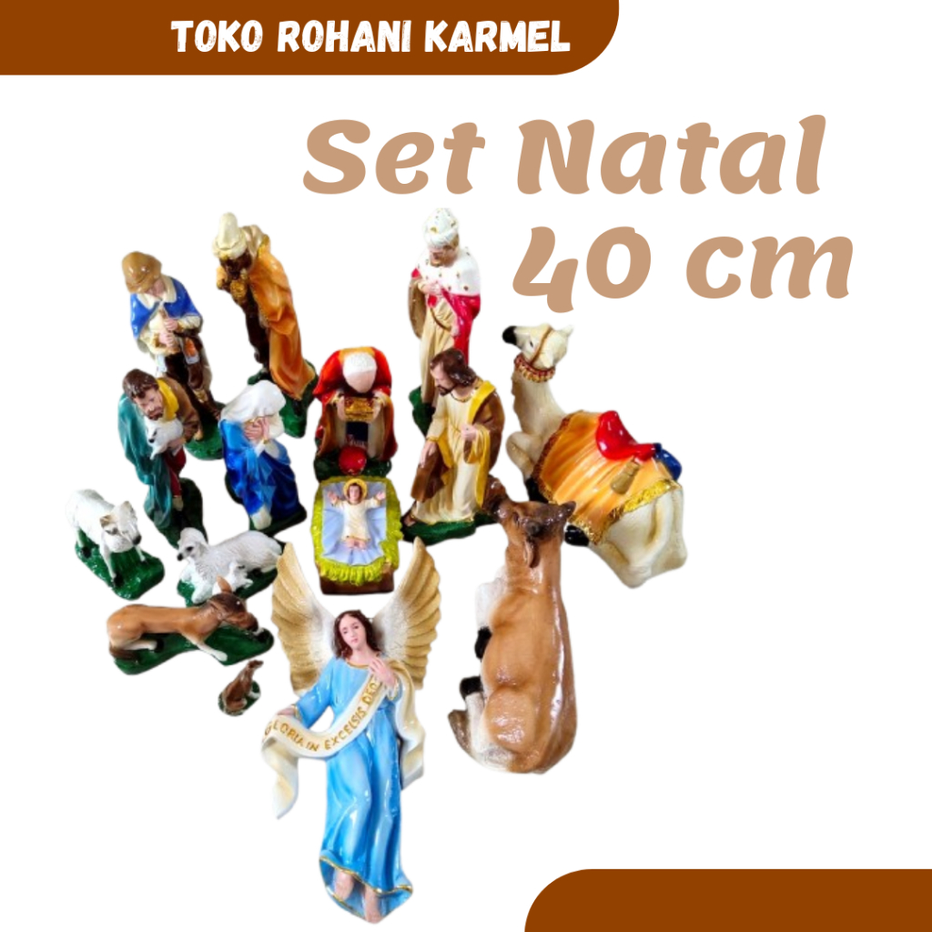 SET PATUNG NATAL 40 CM / PATUNG BAYI YESUS / NATIVITY SCANE / PATUNG KANDANG NATALGEMBALA DAN DOMBA