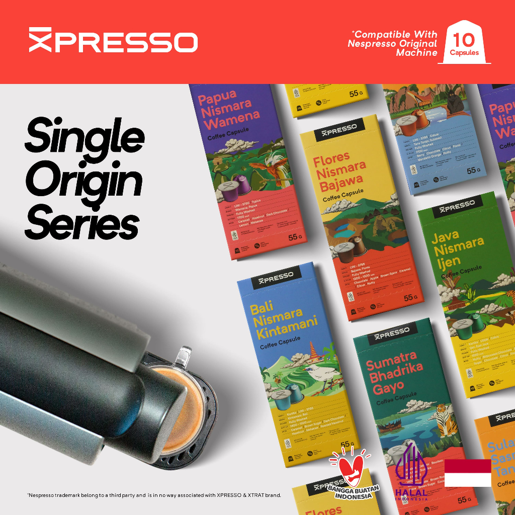 

Kopi Kapsul XPRESSO - SINGLE ORIGIN SERIES Coffee Capsule - Nespresso Compatible