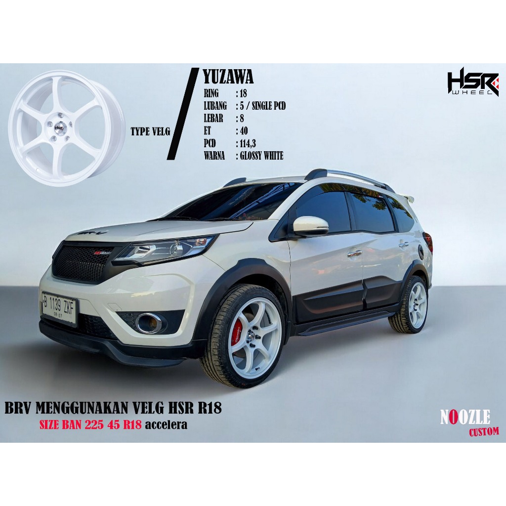 Velg Mobil BRV HRV CRV Ring 18 Lubang 5 Pelek Mobil Warna Putih R18 Type HSR Yuzawa
