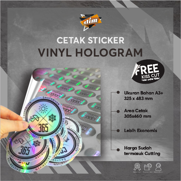 Cetak Stiker Vinyl Hologram A3+ / Cetak Stiker Label Kemasan