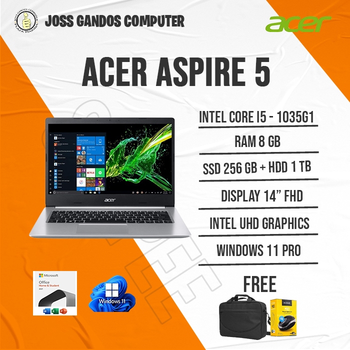 ACER ASPIRE 5/INTEL CORE I5-1035G1/SSD 256 GB+HDD 1 TB/RAM 8GB/14"/WIN11 PRO