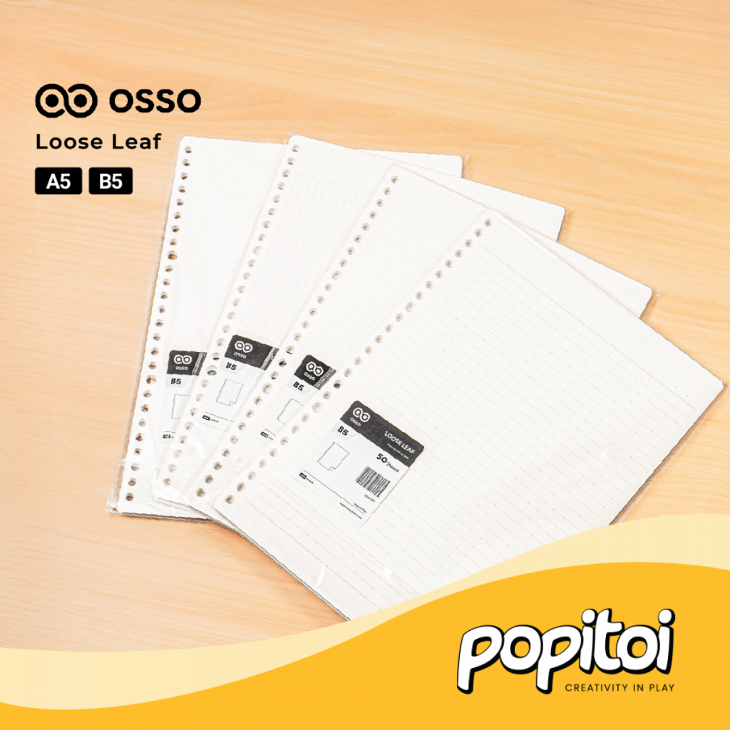 

OSSO Loose Leaf Paper Refill A5 B5 Isi Binder Kertas Isi Ulang Smart Ring 360 Premium Import Jepang Putih Gading Bookpaper Book Paper Ivory