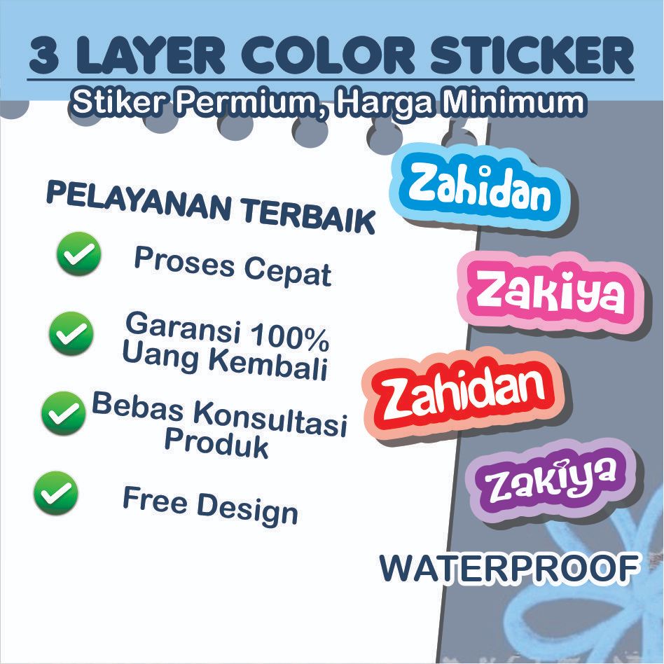 

36 PCS 3 Layer Stiker Label Nama - Waterproof - Stiker Tumbler [PURNAMA STICKER]