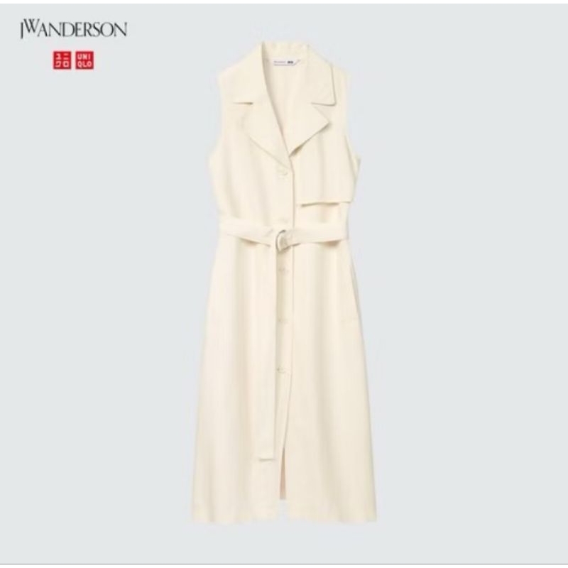 UNIQLO x JW Anderson linen blend belted lapel dress