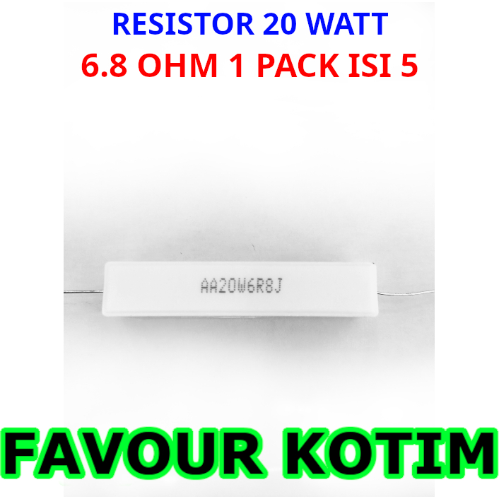 RESISTOR 6.8 6R8 OHM 20 WATT 5 PERSEN R 20W 20 W R20W KAPUR 1 PACK ISI 5 PCS FVKOTIM