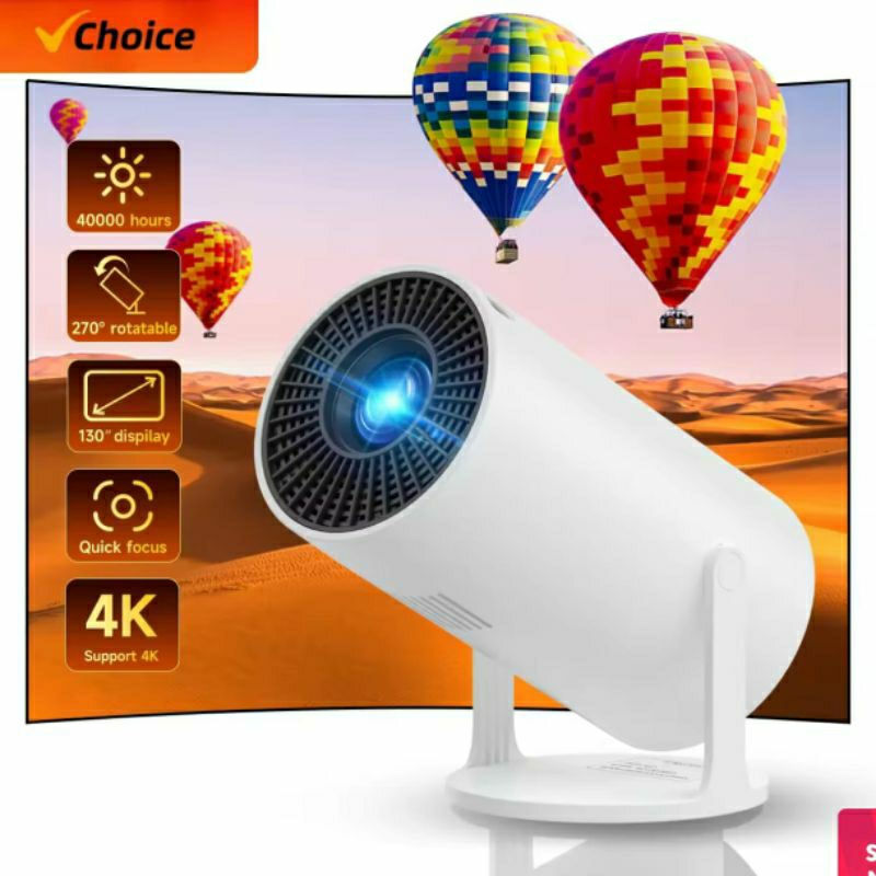 Proyektor Smart Projector/LCD TV 12000 Lumens Wifi Bluetooth Ultra HD Minimalis HY300Pro