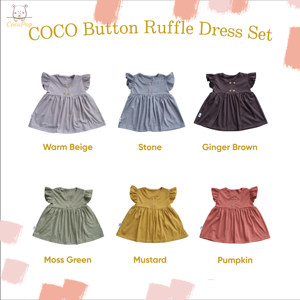 COCOPOP BUTTON RUFFLE DRESS - TERUSAN BAYI