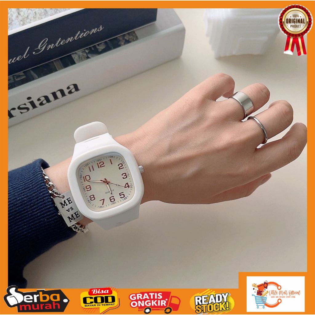 Little Mall JAM TANGAN WANITA KOTAK ANALOG STRAP KARET JAM TANGAN WANITA STRAP RUBBER KOREAN STYLE