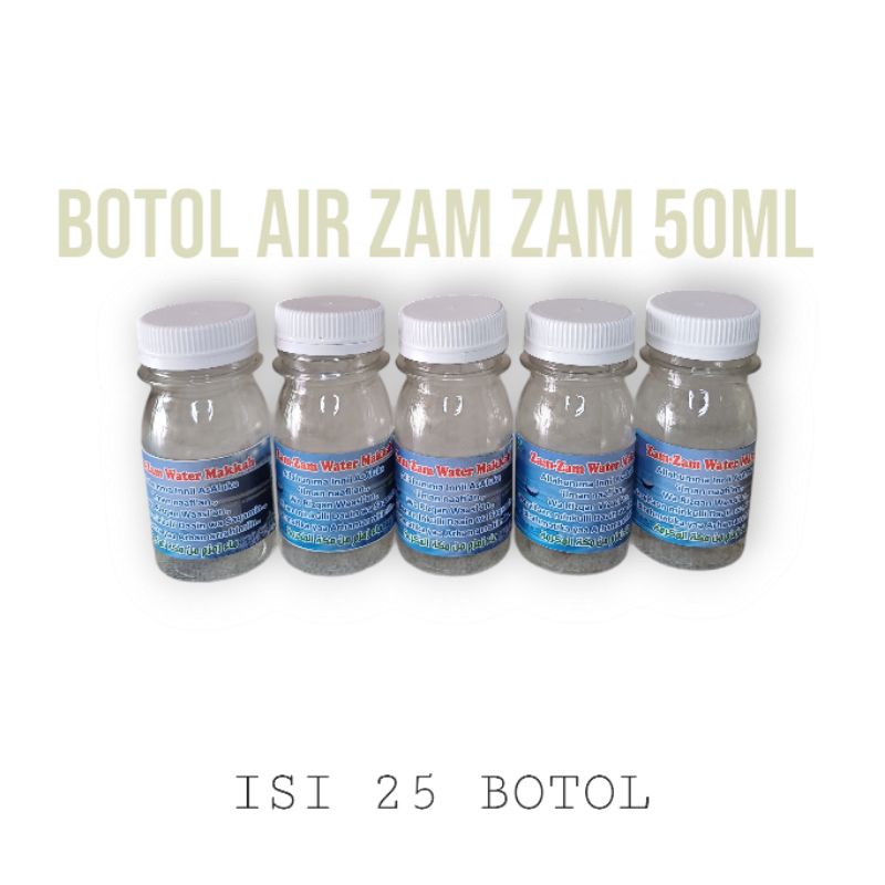 

botol air zam zam kosong 50ml isi 25botol dengan sticker asli