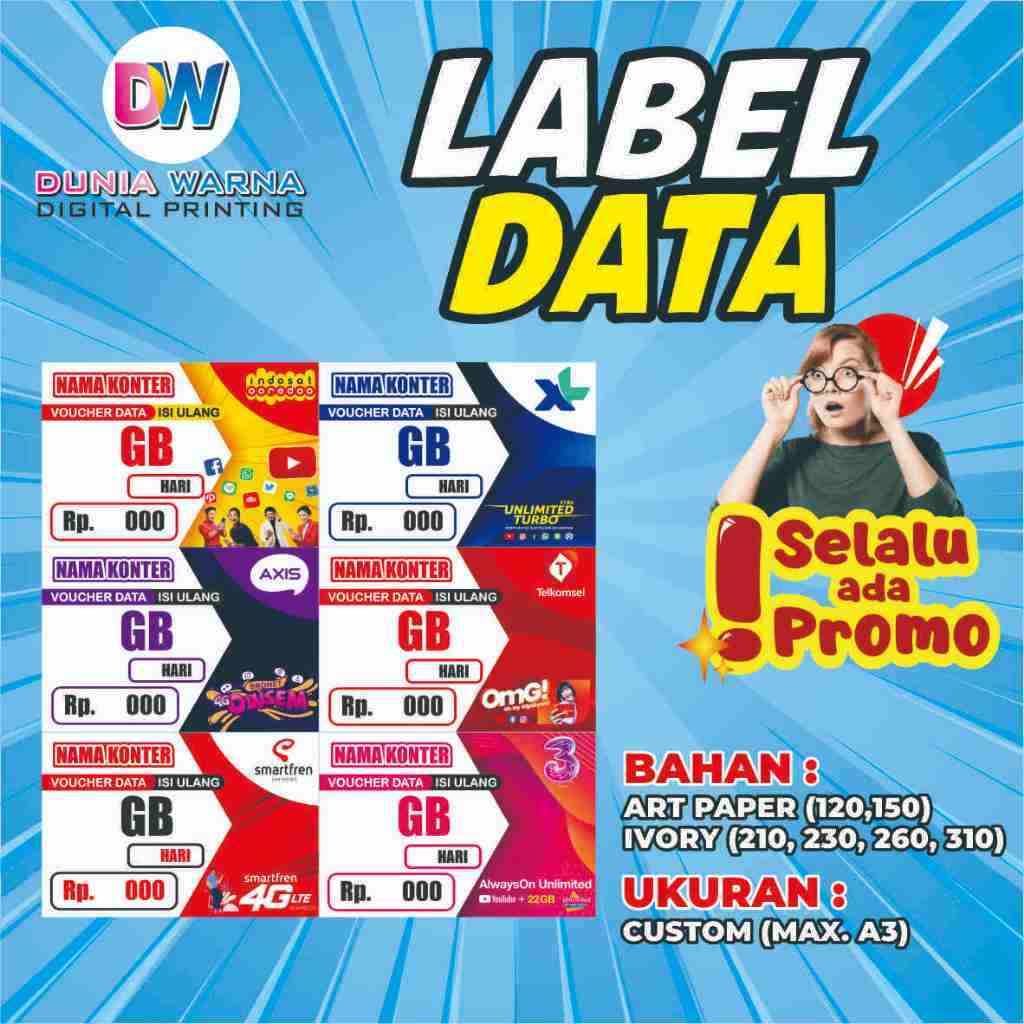 

Display Harga Paket Data Etalase Konter Murah / Label Voucher Pajangan / Label Paket Data Landscape