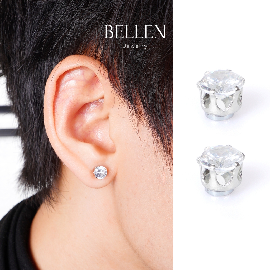 Bellen Anting Permata Magnet Pria Wanita Stainless Steel Anti Karat Magnet Tanpa Tindik - Agie