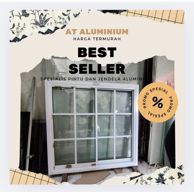 jendela sliding 80x80 ornamen (free packing kayu)