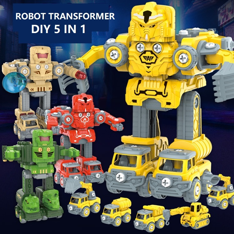 DIY BOR ROBOT BELKO 5 IN1 - MAINAN BEKO ALAT KONTRUKSI ROBO EDUKASI TRANSFORMER BONGKAR PASANG  ASAK
