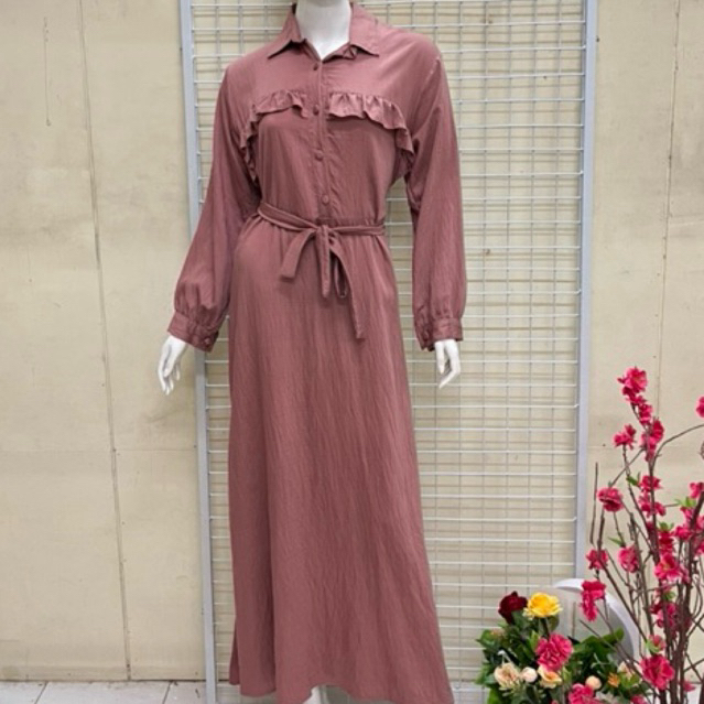 gamis wanita warna rose gold