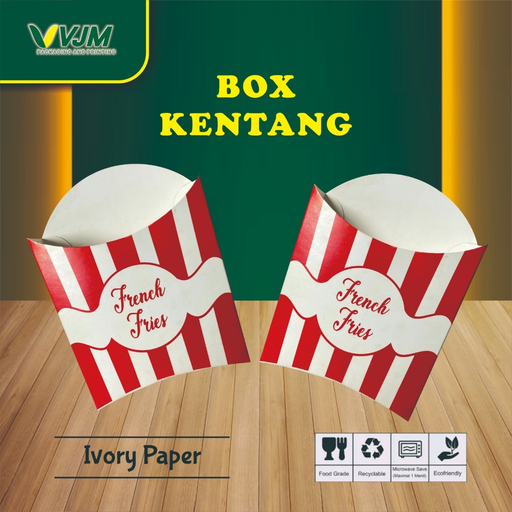 (isi 25 pcs) Box Dus Kentang Goreng, kantong Kentang Goreng, Kemasan Kentang Goreng