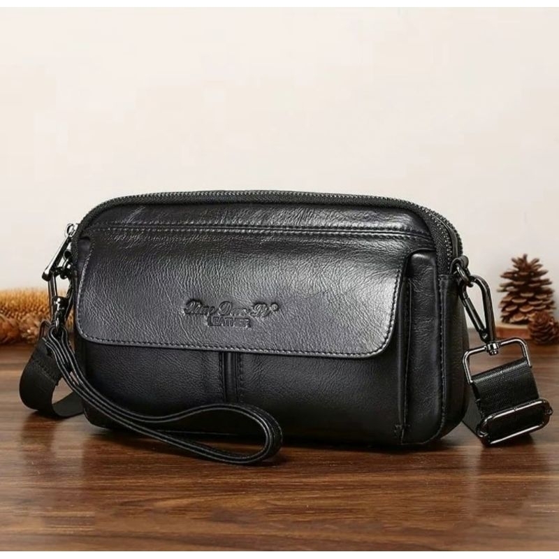 Tas Selempang Kulit Asli Import Pria dan Wanita Handbag Kulit Asli Sapi Import Tas Selempang Multifu