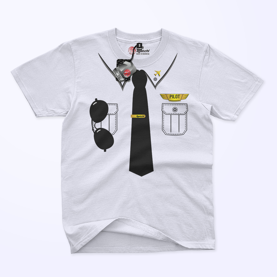 Baju Kaos Atasan Anak Laki - Laki Motif Atribut Pilot / Dasi Pilot / Baju Pilot Anak