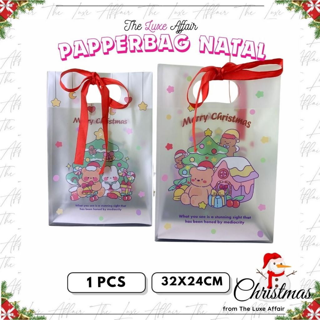 

Paperbag Transparan Tebal 32x24 Besar Tas Souvenir Natal Pita Merry Christmas Goodie Bag Souvenir Tas Hampers Bags Natal Tenteng Kotak Kado Hampers