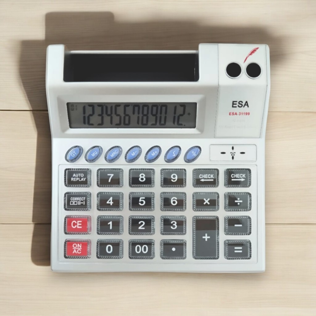 

ESA Kalkulator Meja Dagang 12 Digits Check Correct Ada Tempat ATK dan Kartu Nama 31199