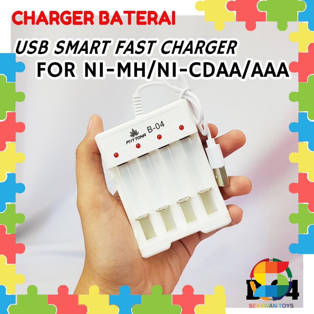 Charger Baterai USB/ Charger  4 Baterai USB / Cas Baterai 4 SLOT 04C
