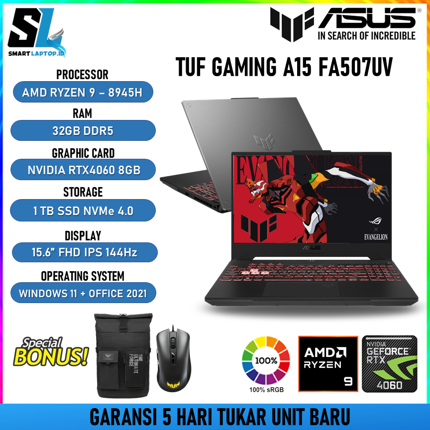 ASUS TUF Gaming A15 FA507UV Ryzen 9-8945H RTX4060 8GB 1TB 15.6" W11 OHS