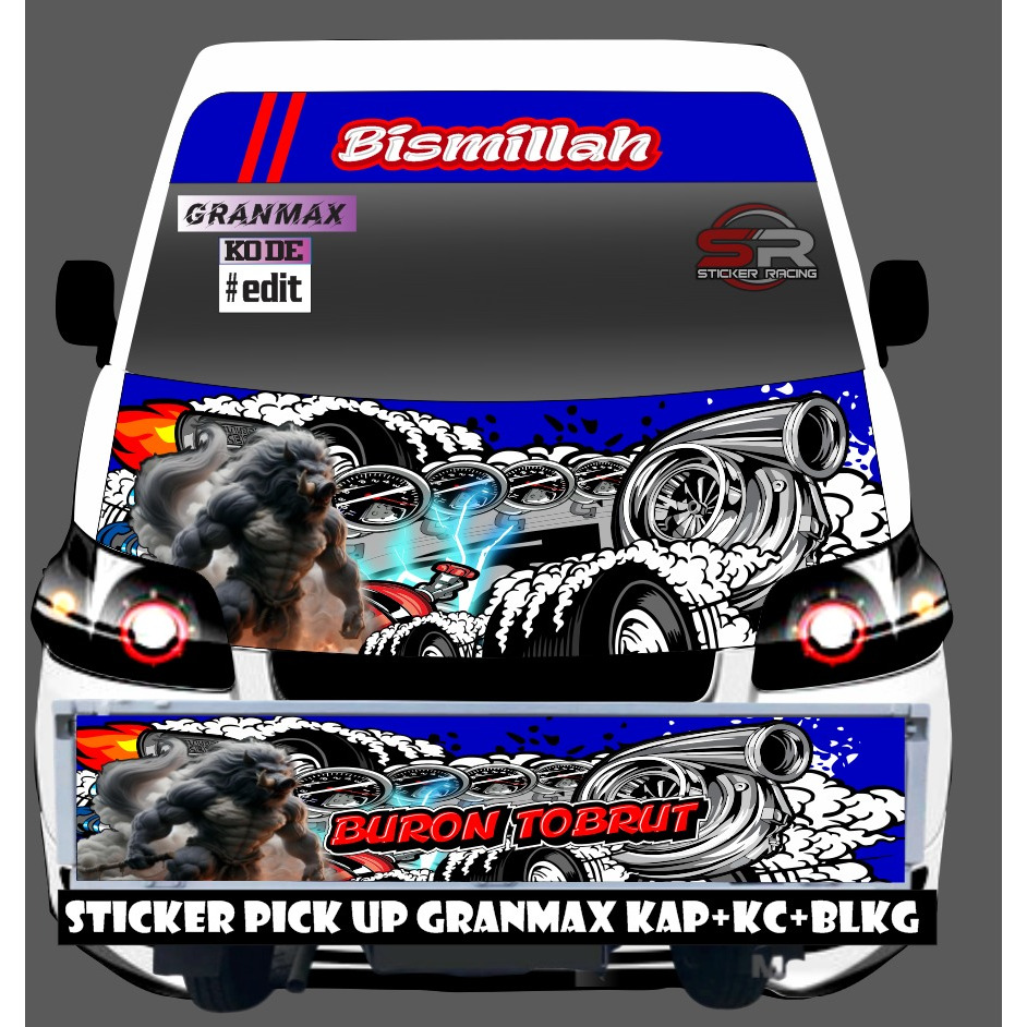 decal sticker kap+kaca+pintu belakang mobil pick up granmax limited edition