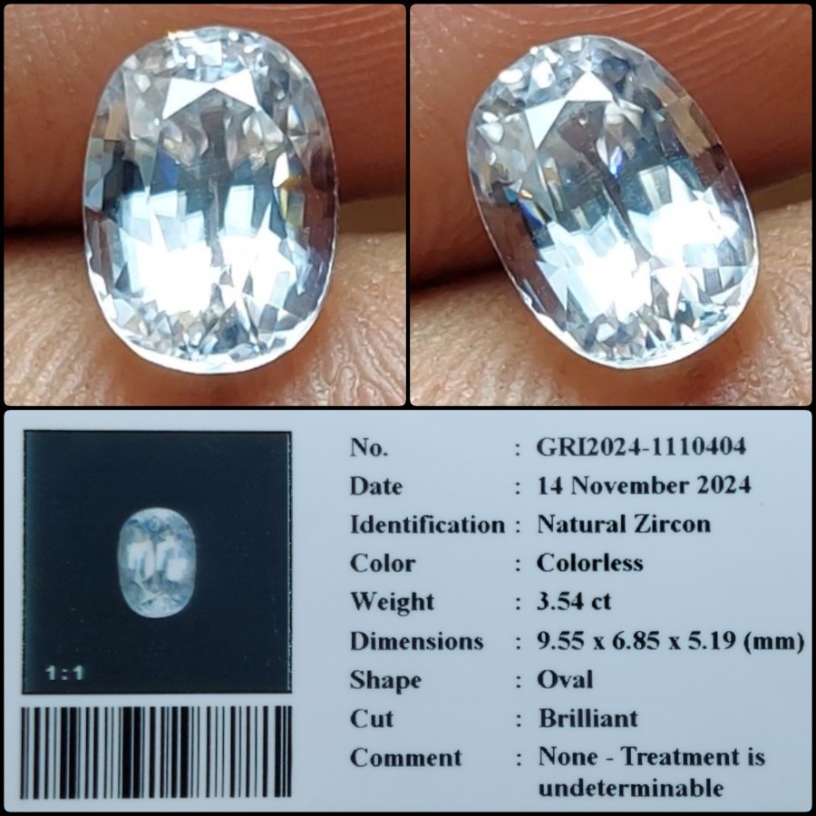 Natural Zircon Colorless Batu Permata Asli Clean Glitter Luster Like Diamond Gems Memo GRI Lab