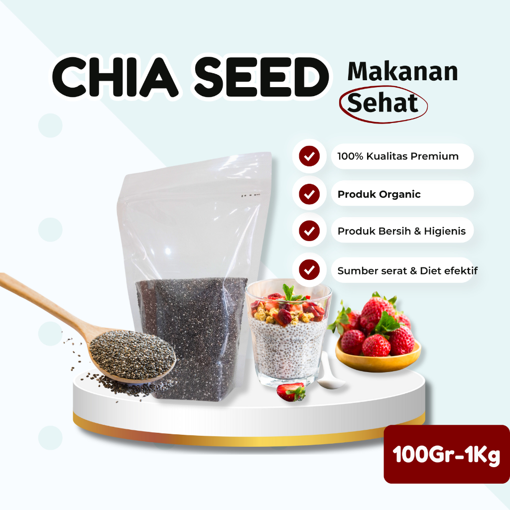 

Chia Seed Organik 100gr - 1 Kg Black Chiaseed Diet Original Natural Super Food