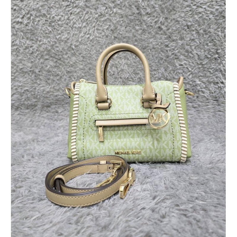 (100% ORI) MK SIGNATURE CARINE XS TOP ZIP SATCHEL CROSSBODY SAGE